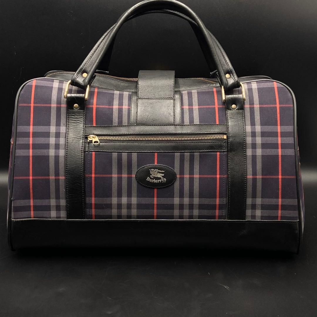 バーバリー ノバチェック ボストンバッグ ネイビー ブラック