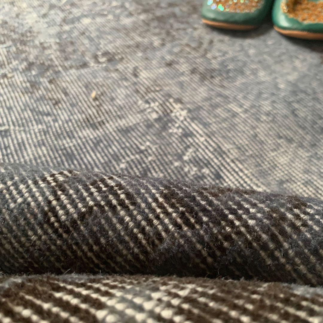 トルコヴィンテージラグ　207×104 グレー　ブラック　チョコ　オーバーダイ