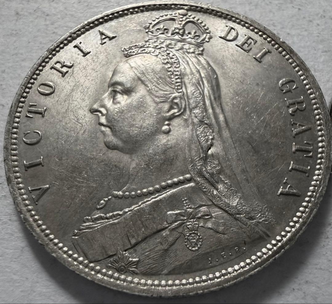 R*a様 1887年 英国ヴィクトリア女王 ハーフクラウン銀貨ハイグレード