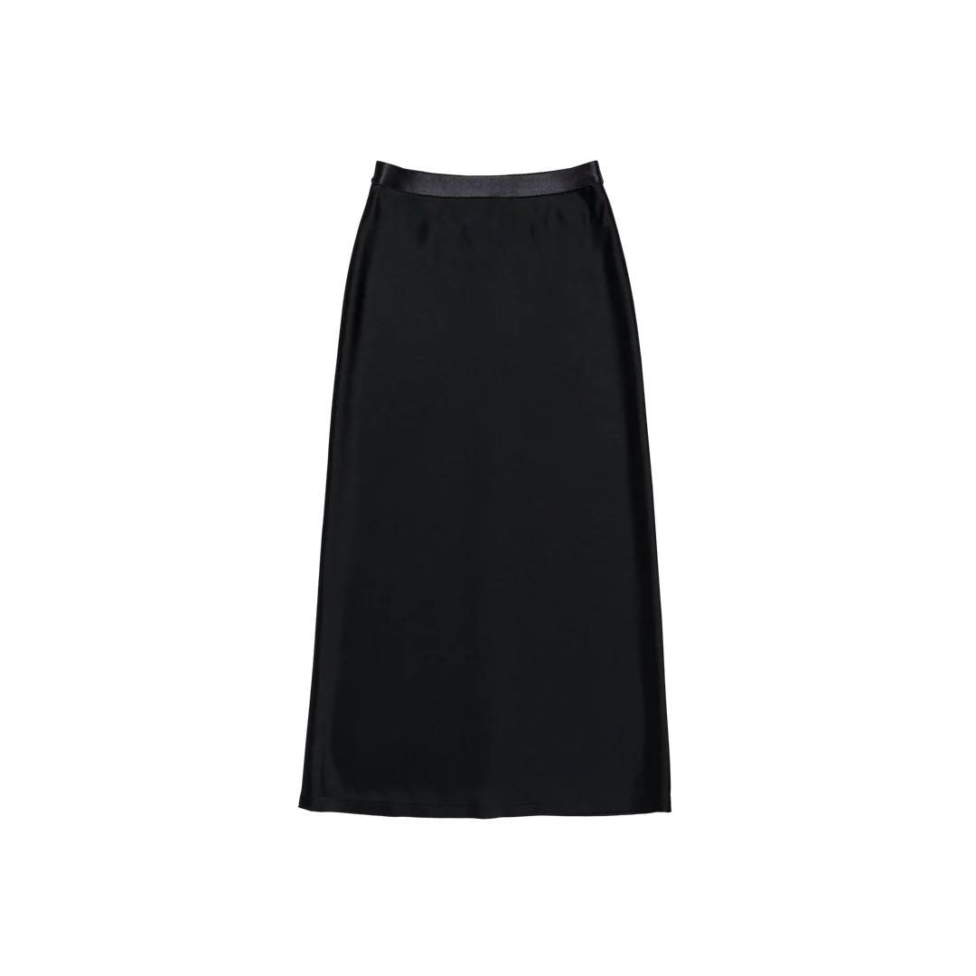 ザハイライツsatinskirt'midi-longinkblack