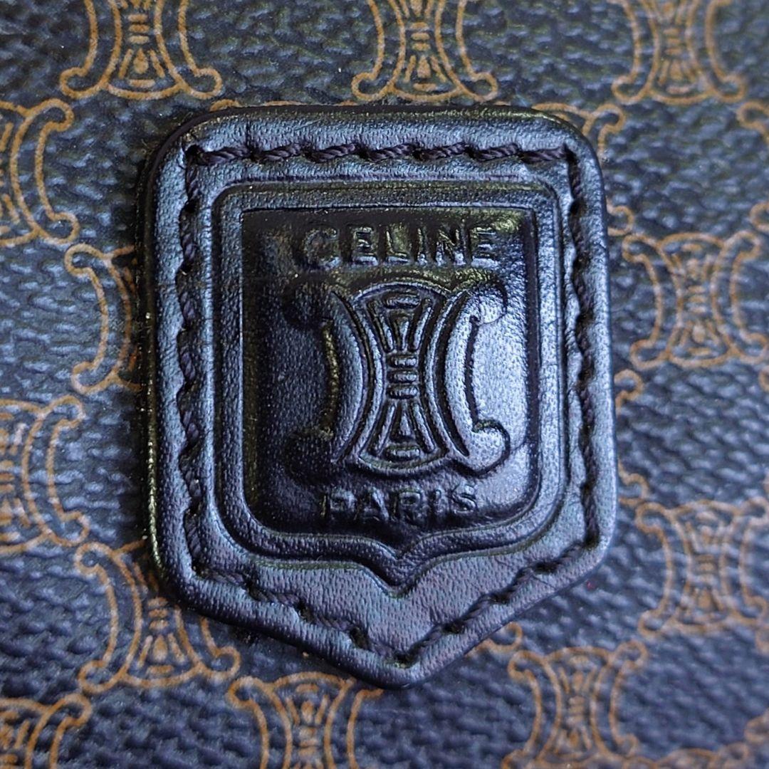 美品 セリーヌ 黒マカダム メイクポーチ トリオンフ PVC レザー 小物入れ