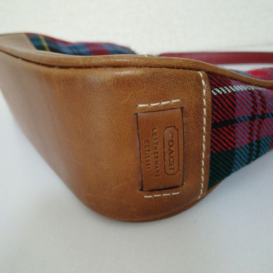 COACH コーチ アクセサリーポーチ ハンドバッグ チェック柄 赤 希少