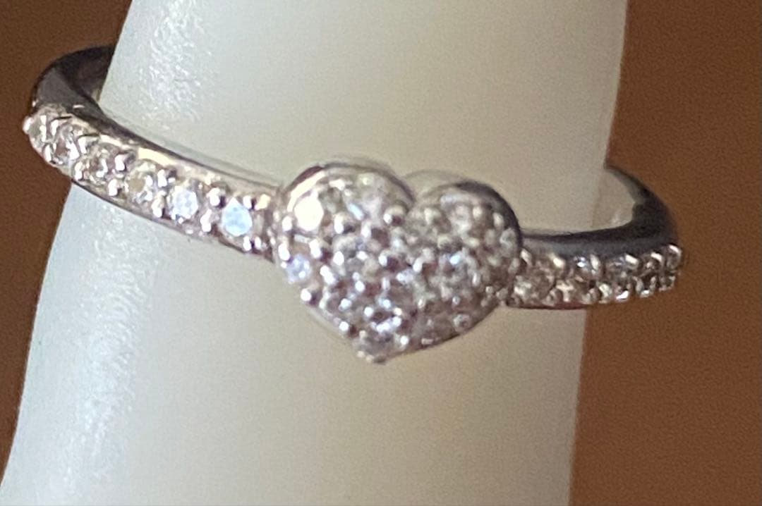 ポンテヴェキオ ダイヤ0.25ct ハート リング K18WG 1.5cm 7号