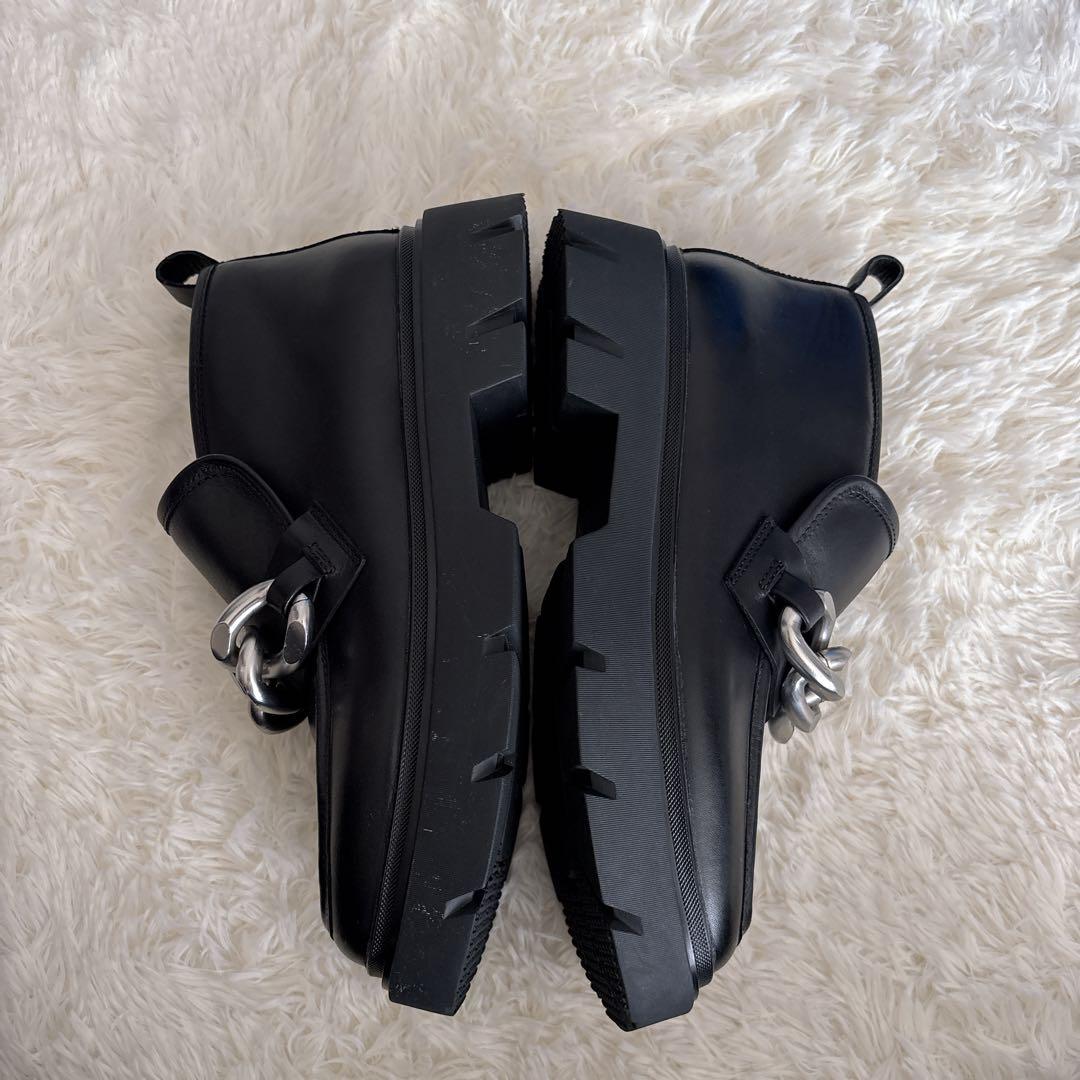 ASH 厚底 トラックソール サイドファスナーチェーン ショートブーツ