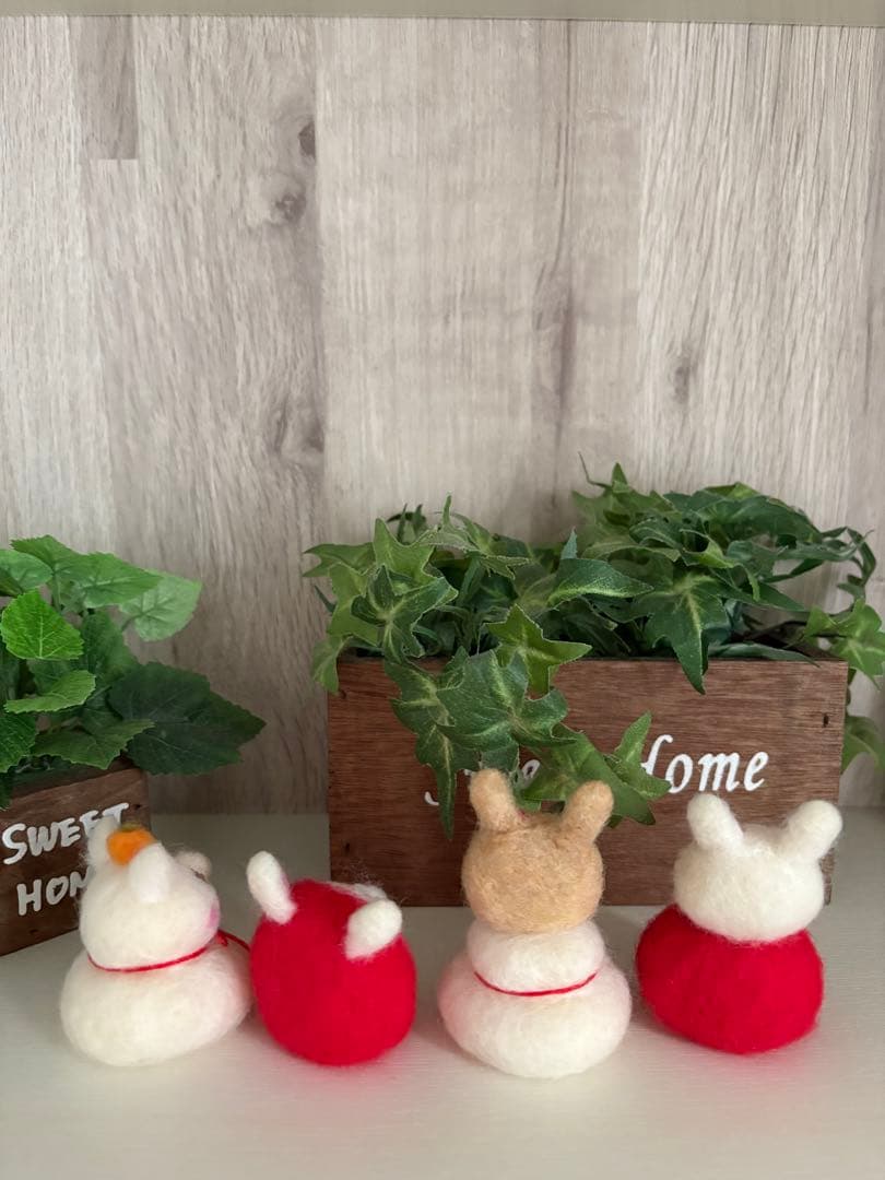 羊毛フェルト　くまちゃん　うさぎちゃん