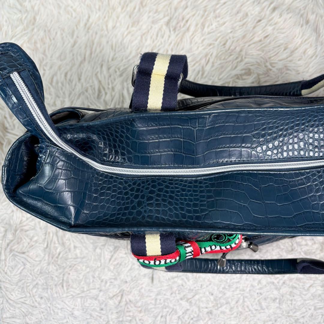 ちびじゅん様　オロビアンコ　トートバッグ　クロコ型押し　ネイビー　大容量ビジネス