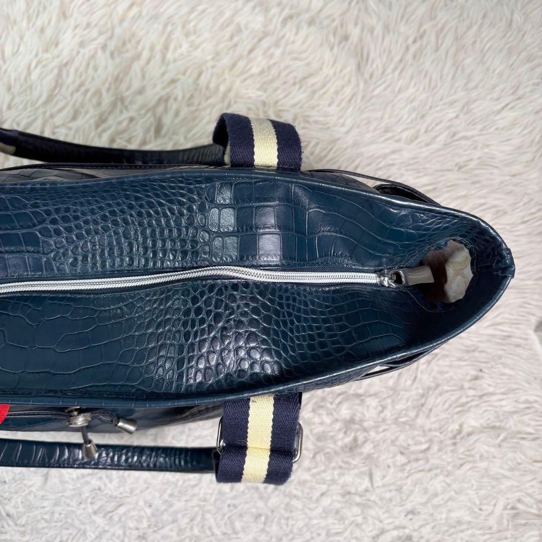 ちびじゅん様　オロビアンコ　トートバッグ　クロコ型押し　ネイビー　大容量ビジネス