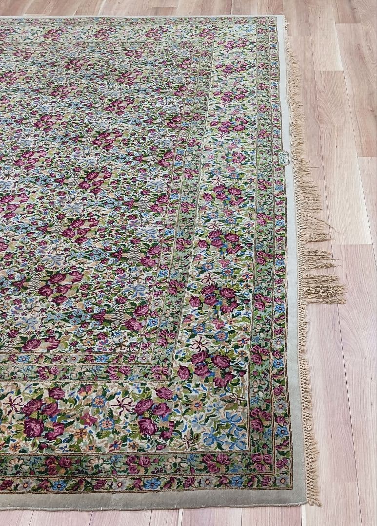 Y3184 高級ペルシャ絨毯 ケルマン産 ウール100% 手織り 特大4m越え