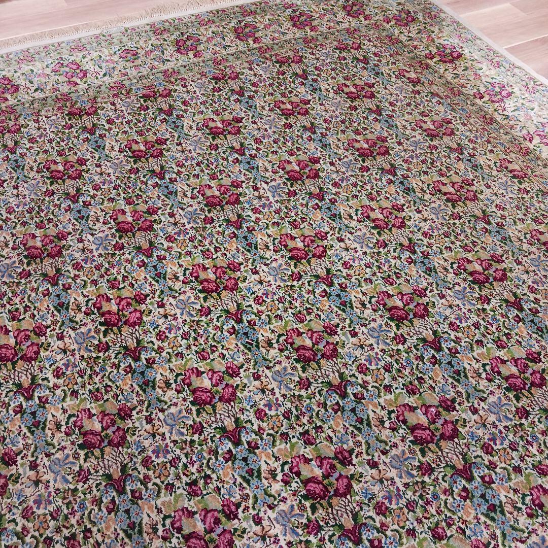 Y3184 高級ペルシャ絨毯 ケルマン産 ウール100% 手織り 特大4m越え