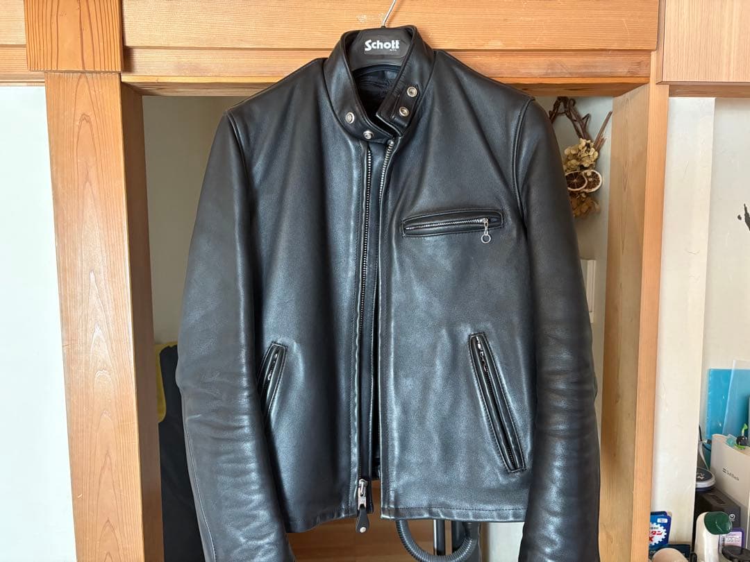 （美品）Schott ブラック シングルライダースジャケット641