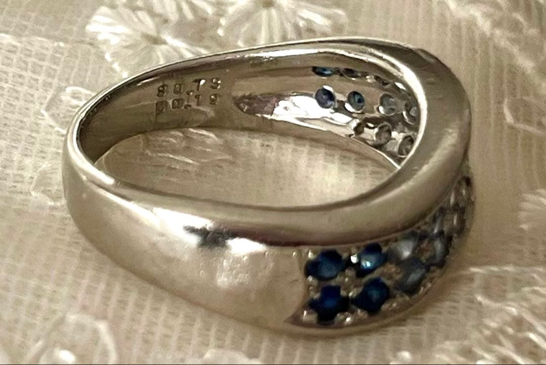 ランバン LANVIN サファイア・ダイヤリング15号 Pt900