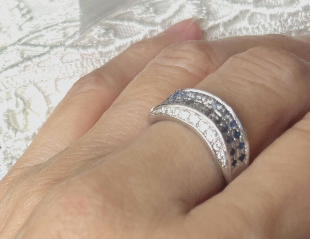 ランバン LANVIN サファイア・ダイヤリング15号 Pt900