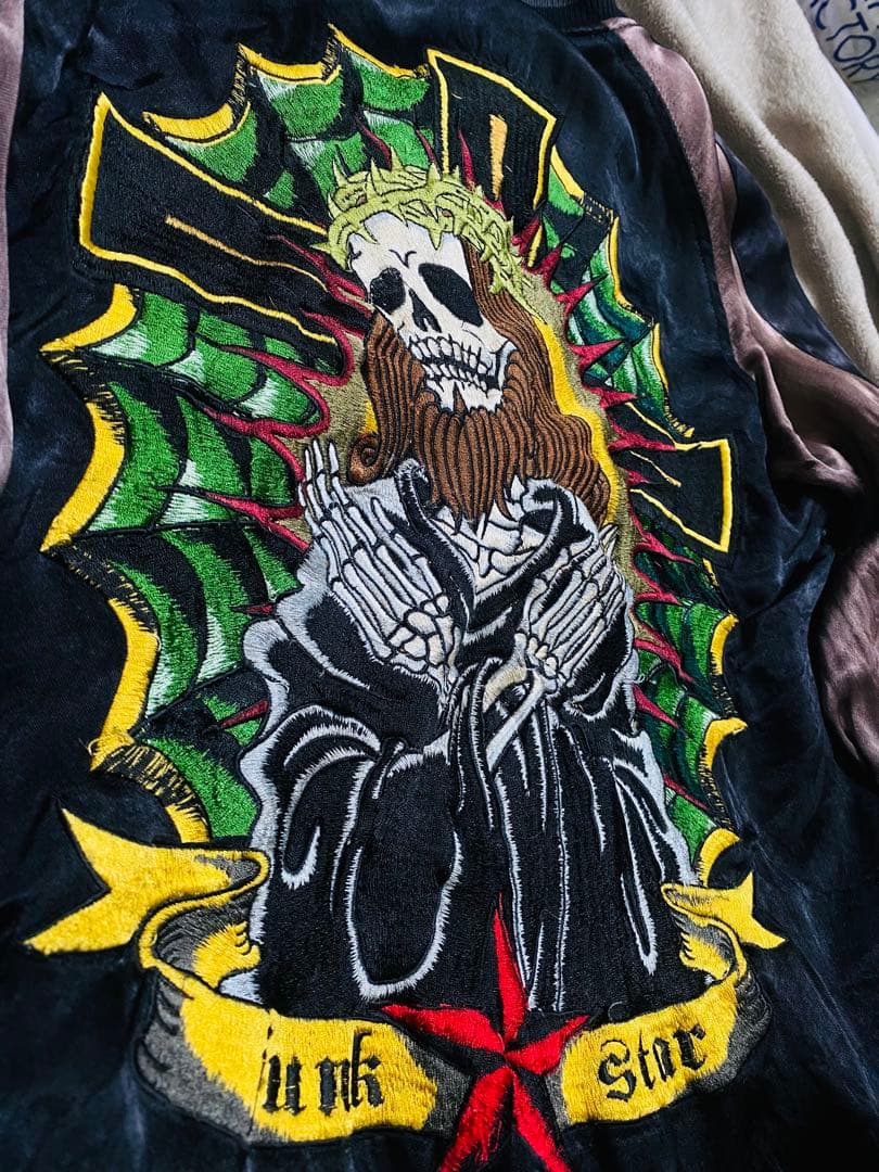 JUNK STAR 日本　限定版　スカジャン サテン　vintage 2面使う