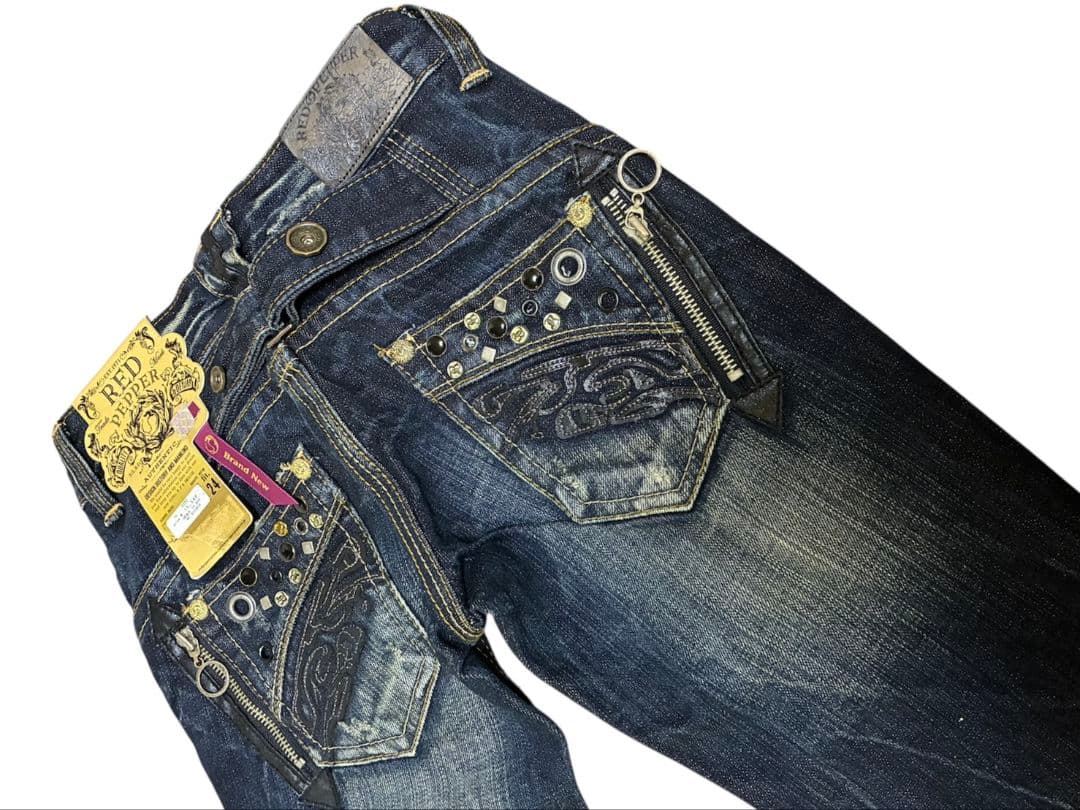 RED PEPPER レッドペッパー フレアデニム 24 刺繍 ジップ Y2K