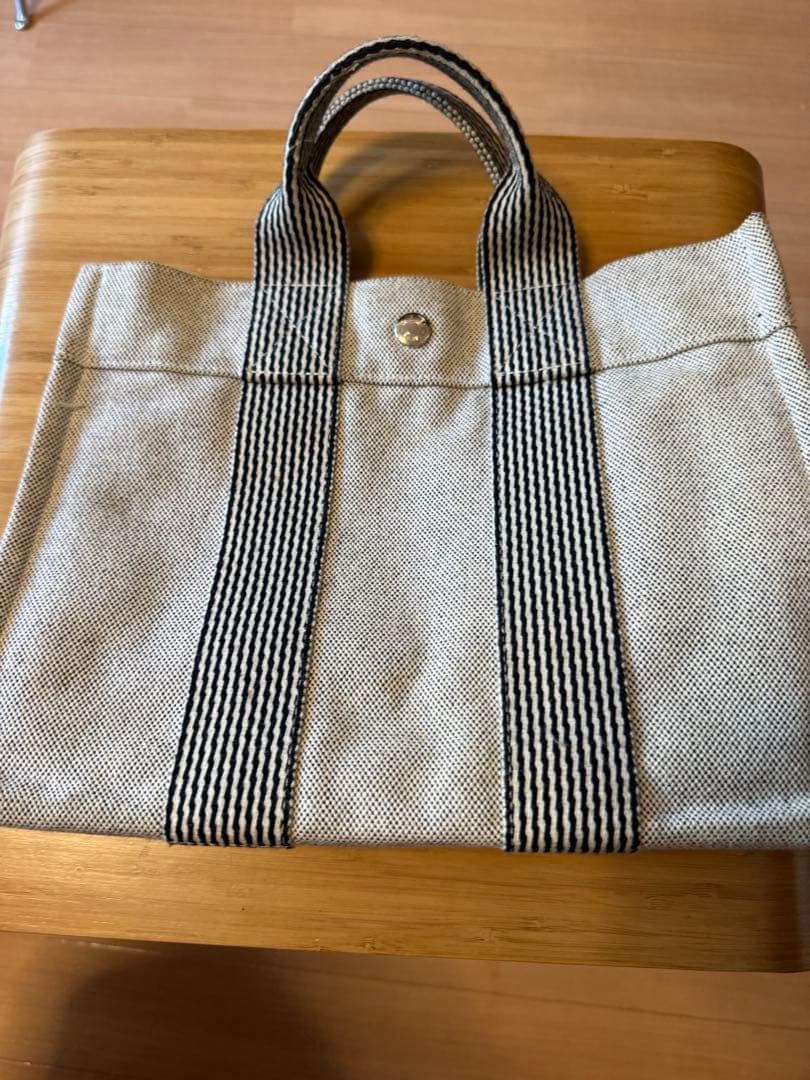エルメス　ストライプハンドル トートバッグ