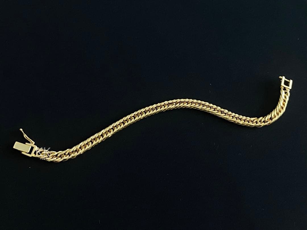 喜平12面トリプル　K18メッキ　中折れ金具　セーフティー付き　喜平ブレスレット