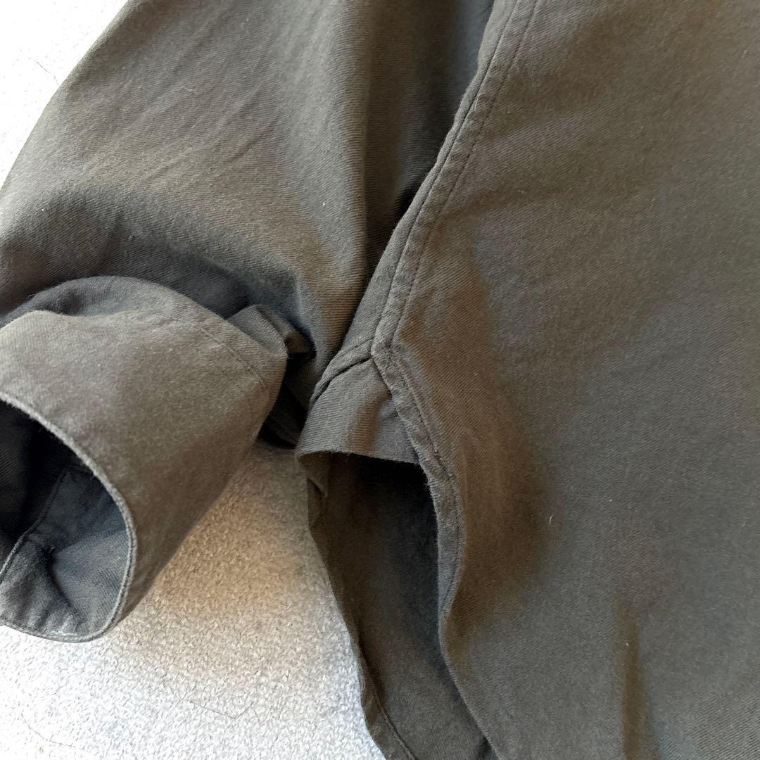 マーガレットハウエル メンズ L 起毛感 コットン バンドカラーシャツ カーキ