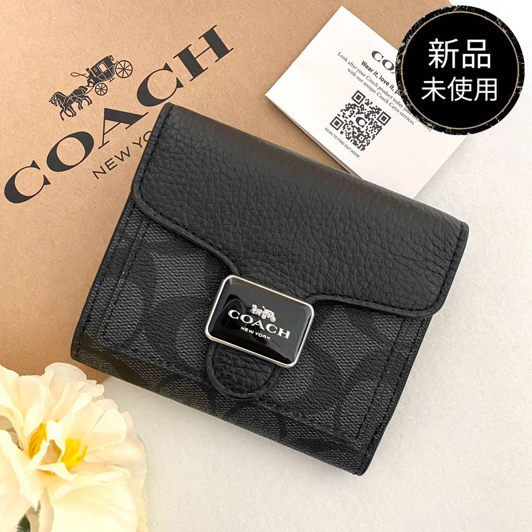 新品　正規品☆COACH コーチ　折り財布 ブラック　二つ折り財布