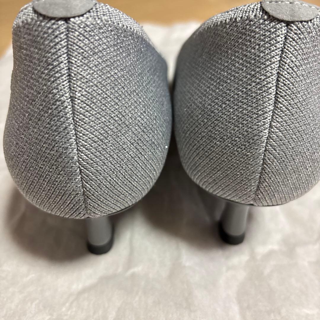 VIVAIA グレー ニット素材 ポインテッドトゥパンプス