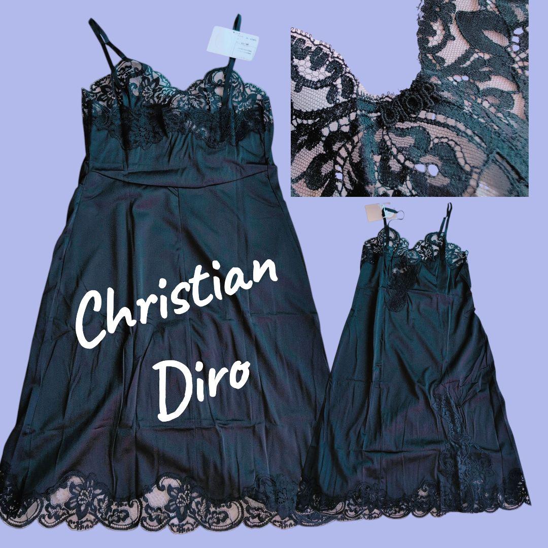 【Christian Dior】新品ランジェリー　黒レーススリップ　キャミ