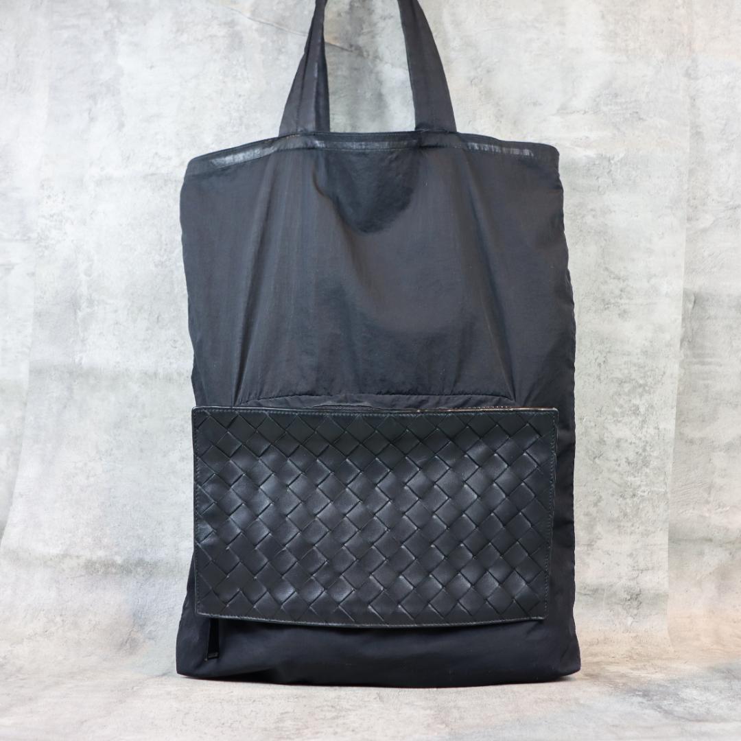 BOTTEGA VENETA ボッテガ ナイロン イントレチャート トート 黒