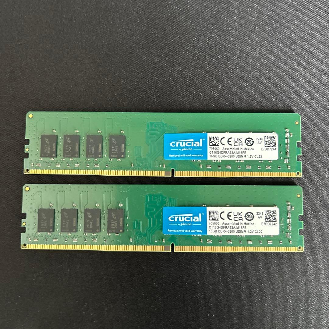Crucial 16GB DDR4-3200MHz メモリ 2枚セット