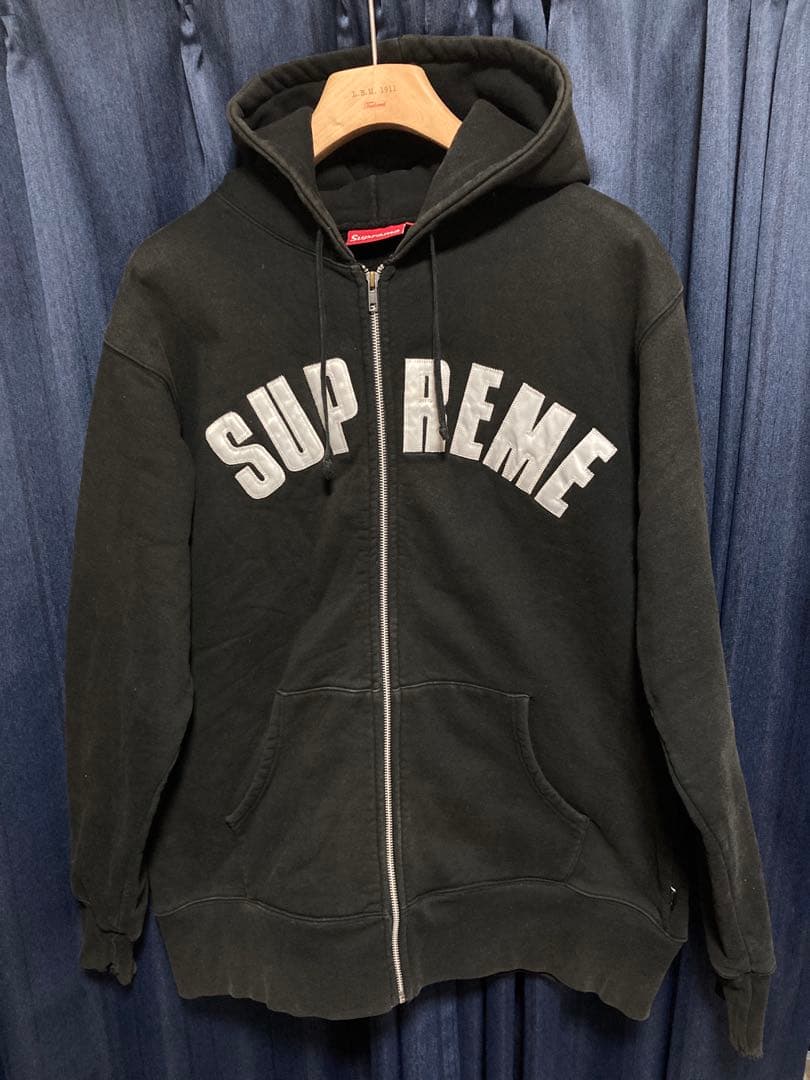 初期 Supreme シュプリーム パーカー アーチロゴ 紙タグ　ブラック