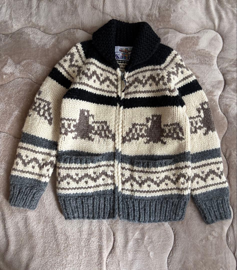 カナダ製 Kanata カナタ カウチンニット フルジップ サンダーバード