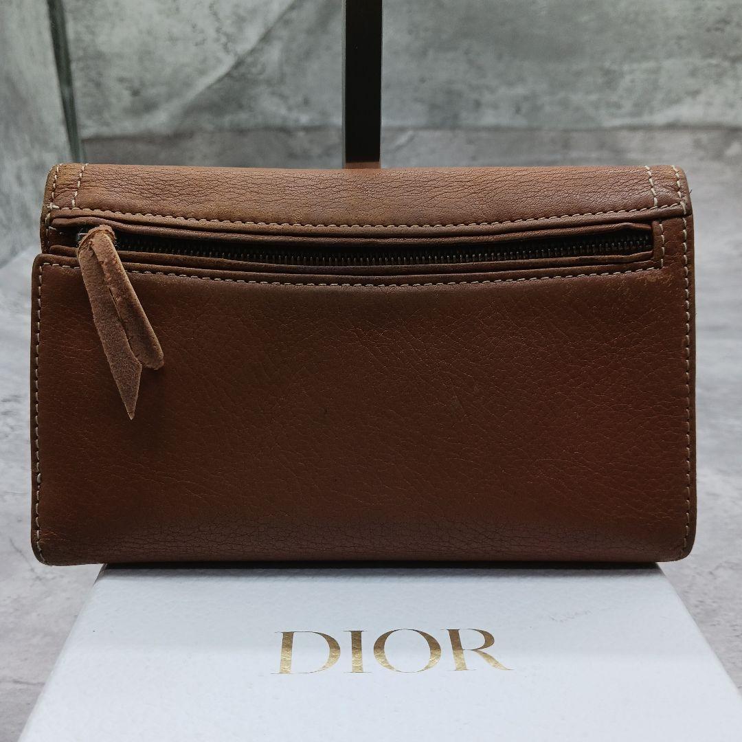 ✨美品✨ ディオール レザー サドル トロッター 三つ折り 長財布 ブラウン