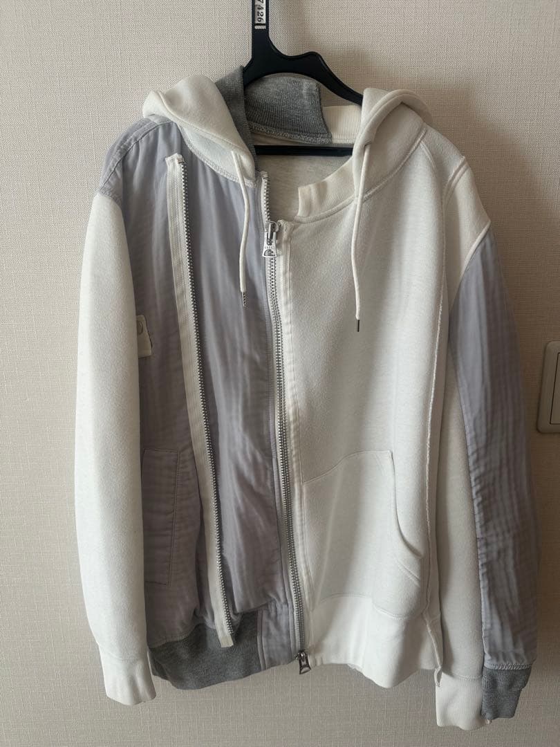 sacai パーカー サイズ2 ブルゾン ジャケット ライダース スウェット
