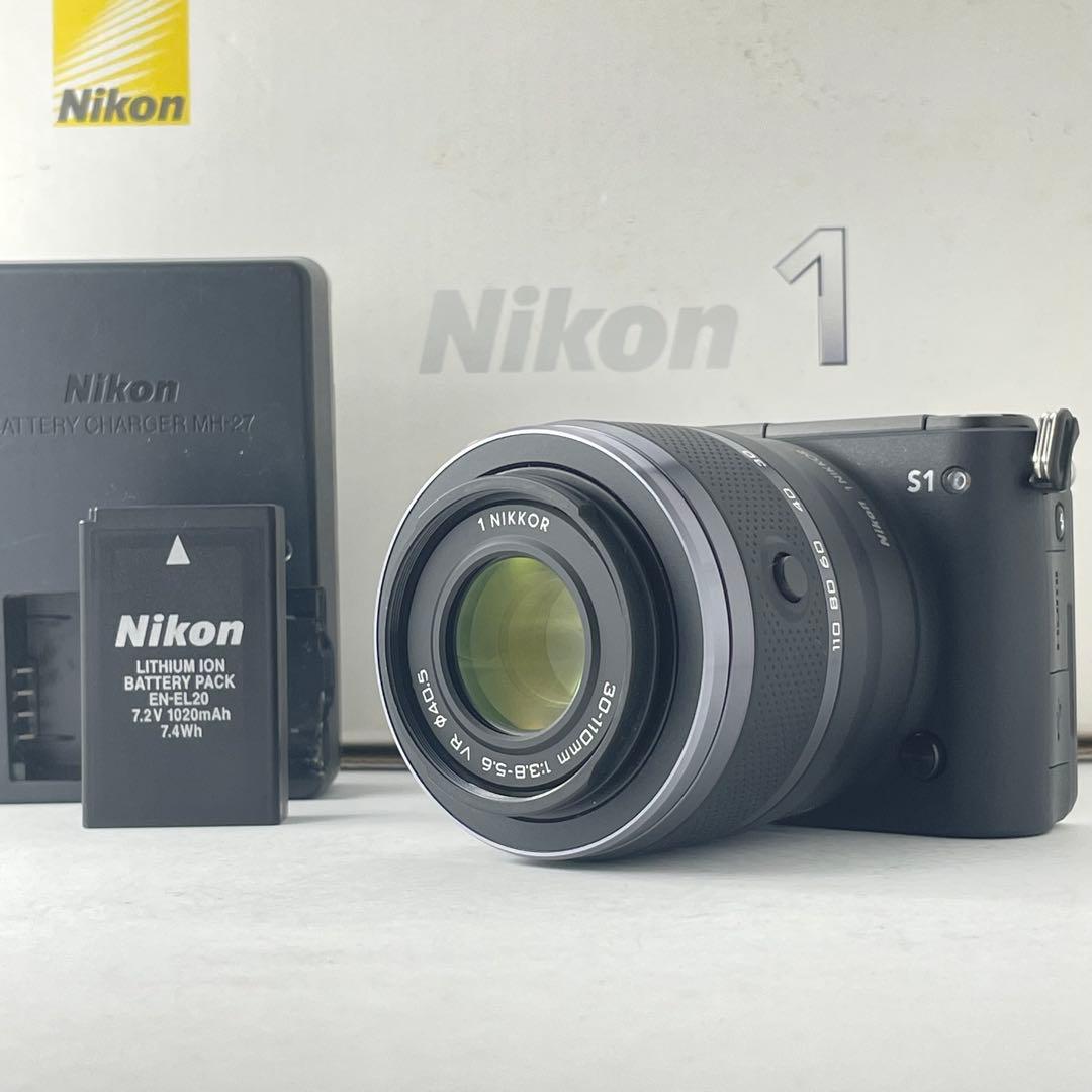 【美品・返品保証】Nikon1 S1ブラック 標準レンズキット