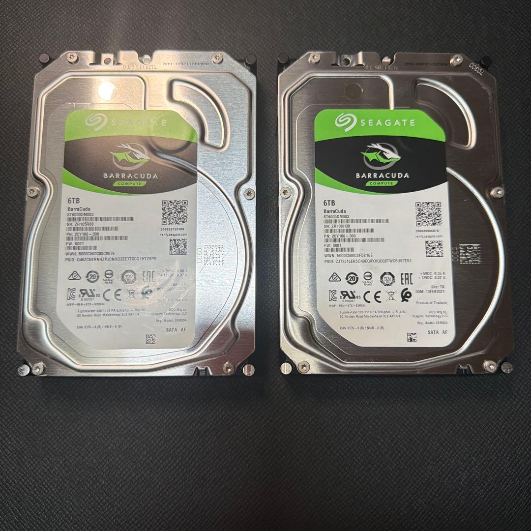 Seagate Barracuda 6TB HDD 2台セット