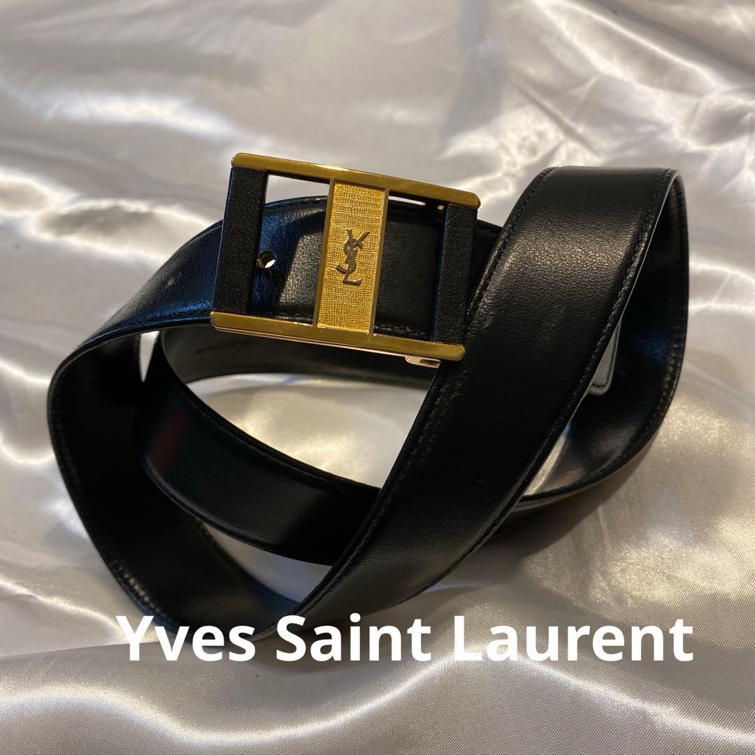 Yves Saint Laurent サンローランブラックレザー ゴールドベルト