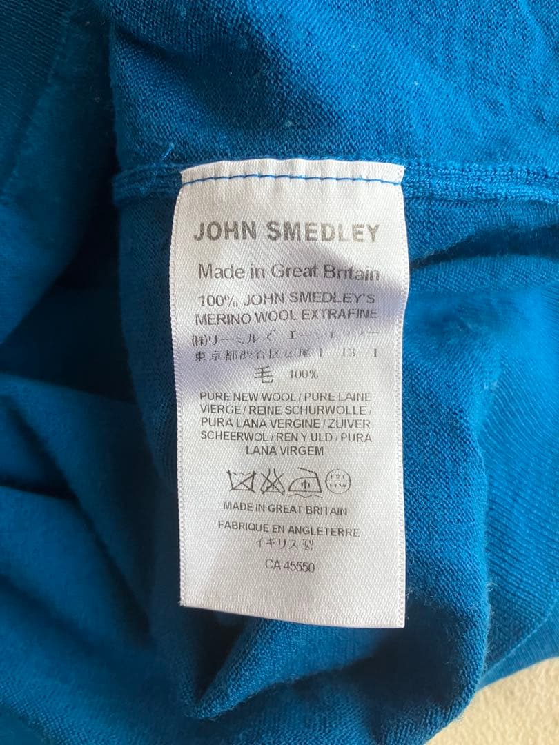 JOHN SMEDLEY ウール 30G モックネックニット ロイヤルブルー L