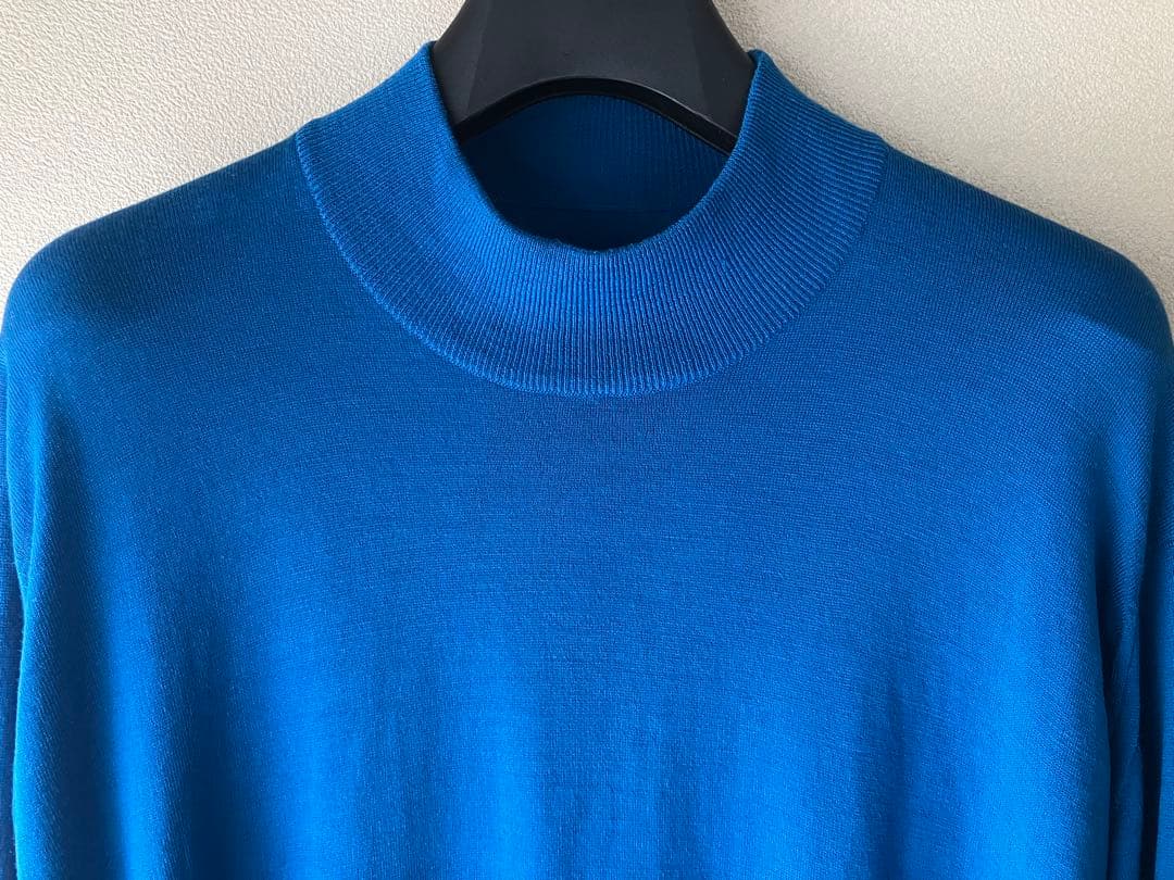 JOHN SMEDLEY ウール 30G モックネックニット ロイヤルブルー L