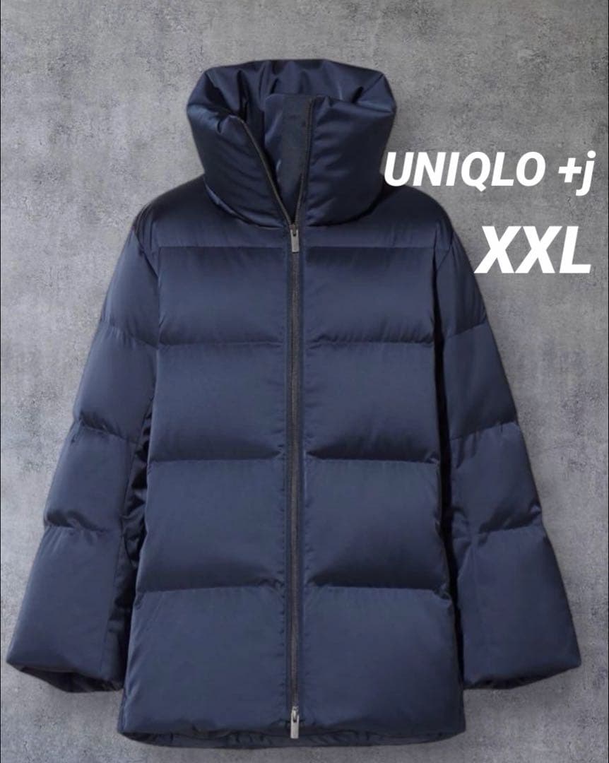 【美品】UNIQLO +J　ハイブリッドダウンジャケット ネイビー XXL