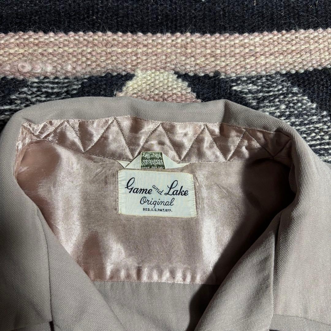 50s レーヨンギャバシャツ　単色レーヨン　ヴィンテージ　開襟シャツ　usa製