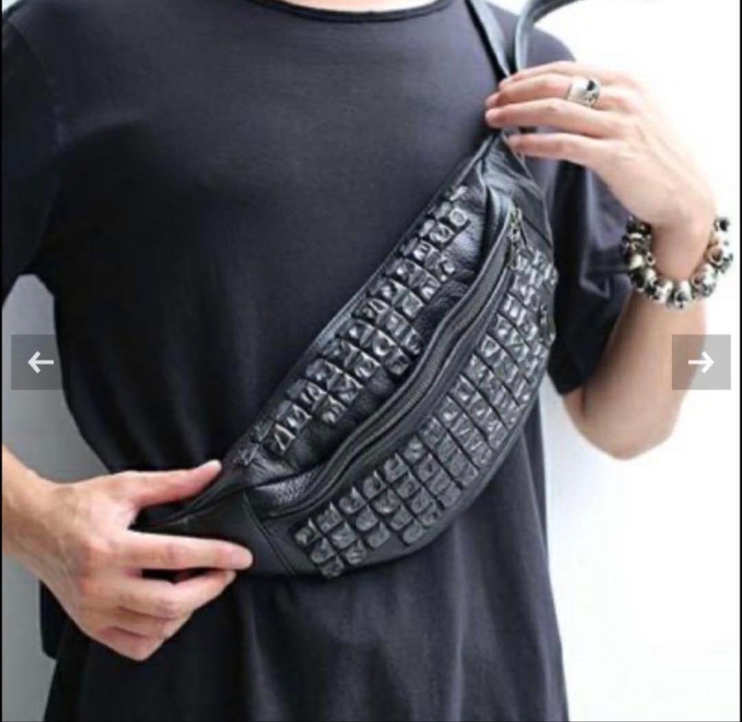 ぽ*ぽ様 ジャムホームメイドブラックレザー ボディバッグ