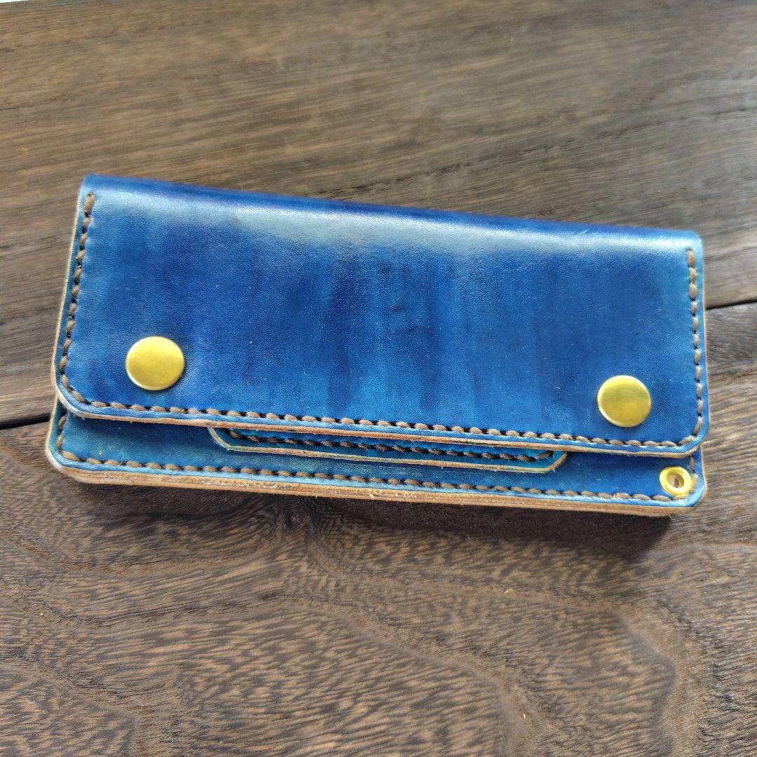 ジキルさん専用品トラッカーウォレット 丘染め 紺×青 (63)