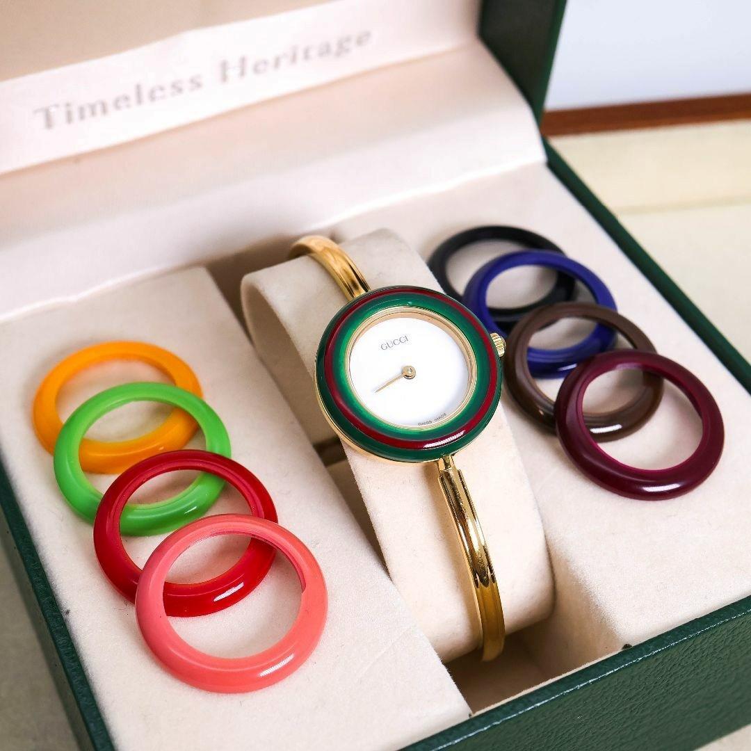 稼働 GUCCI 腕時計 チェンジベゼル 9個 バングル レディース 2120