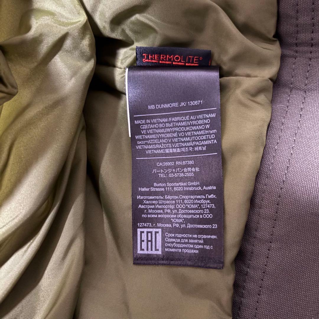 【美品】burton バートン dunmore ジャケット　オリーブ