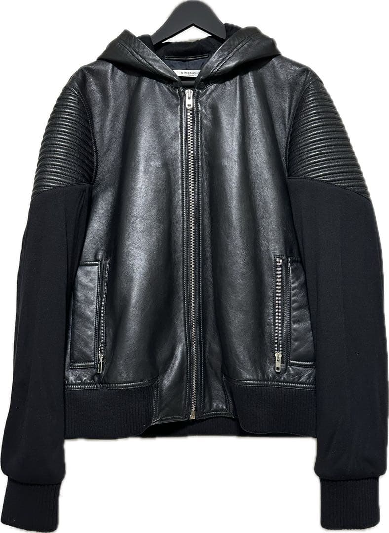 ジバンシー　レザー切り替え　パーカー　ジャケット