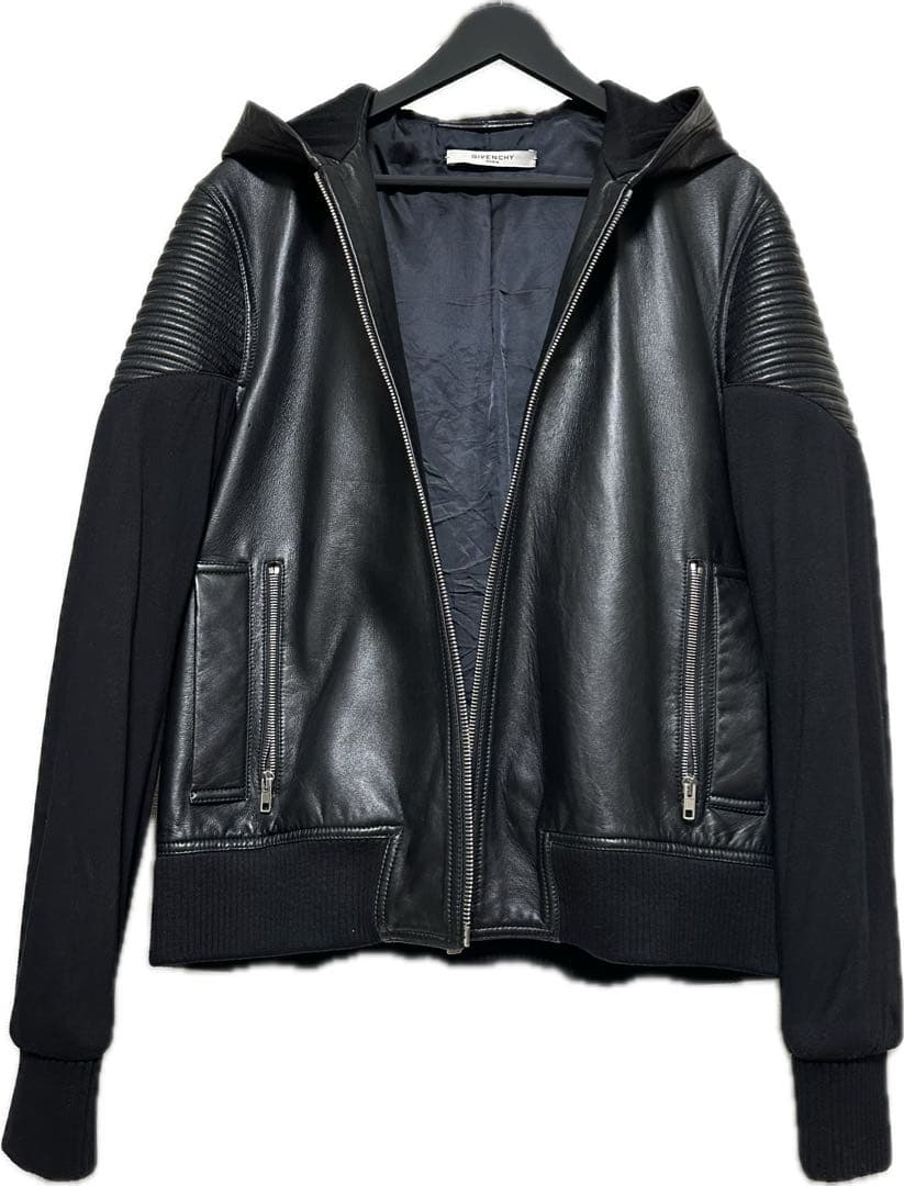 ジバンシー　レザー切り替え　パーカー　ジャケット