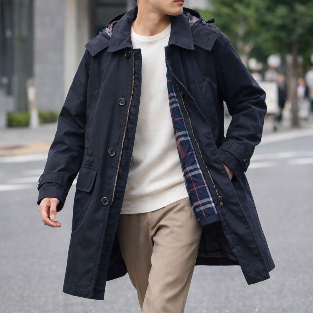 美品 BURBERRY ダウンライナー付き フーデッドコート MA ノバチェック