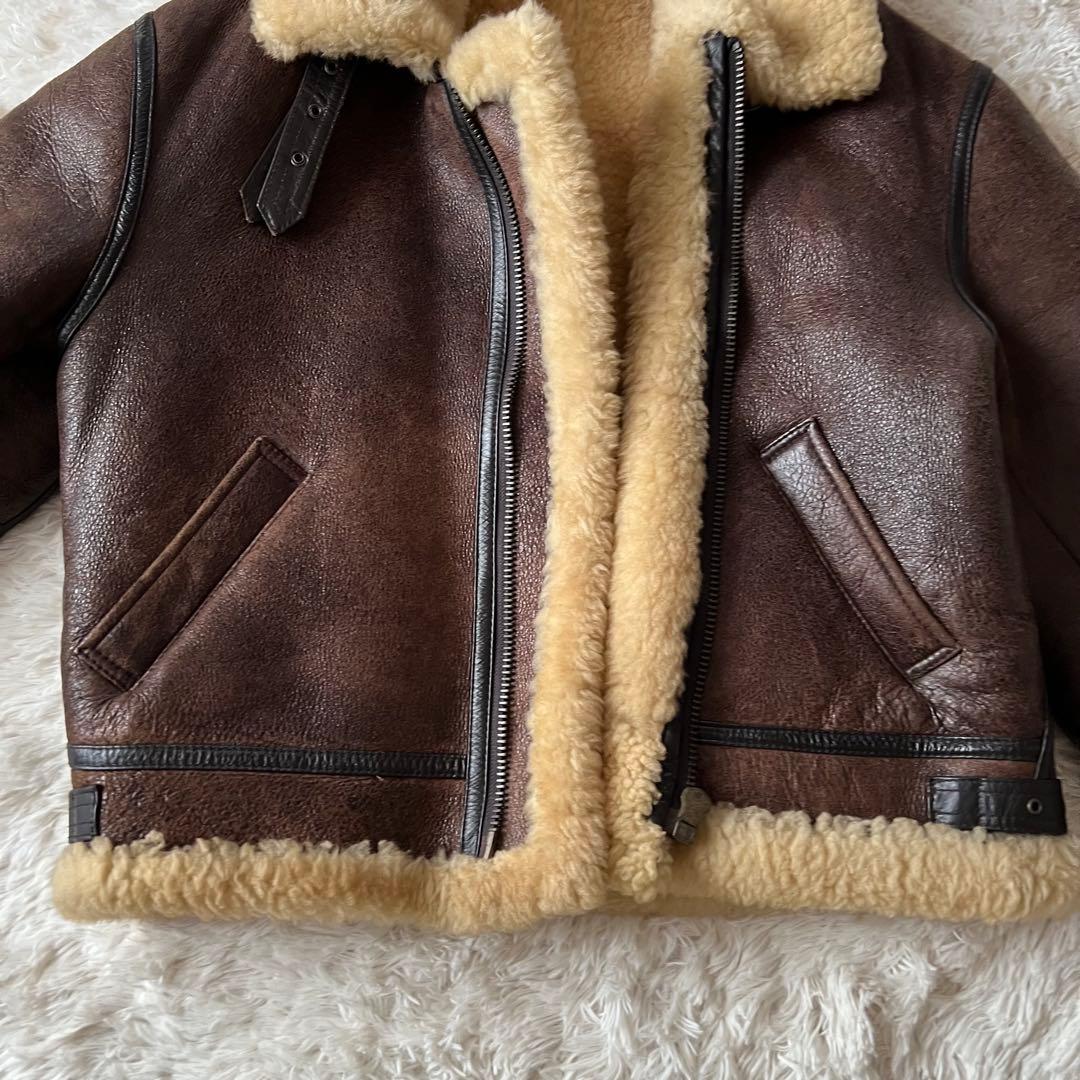 Bー3ラムレザー 本革フライトボアムートンジャケットブラウン90'00'