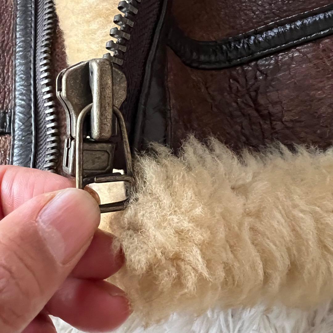 Bー3ラムレザー 本革フライトボアムートンジャケットブラウン90'00'