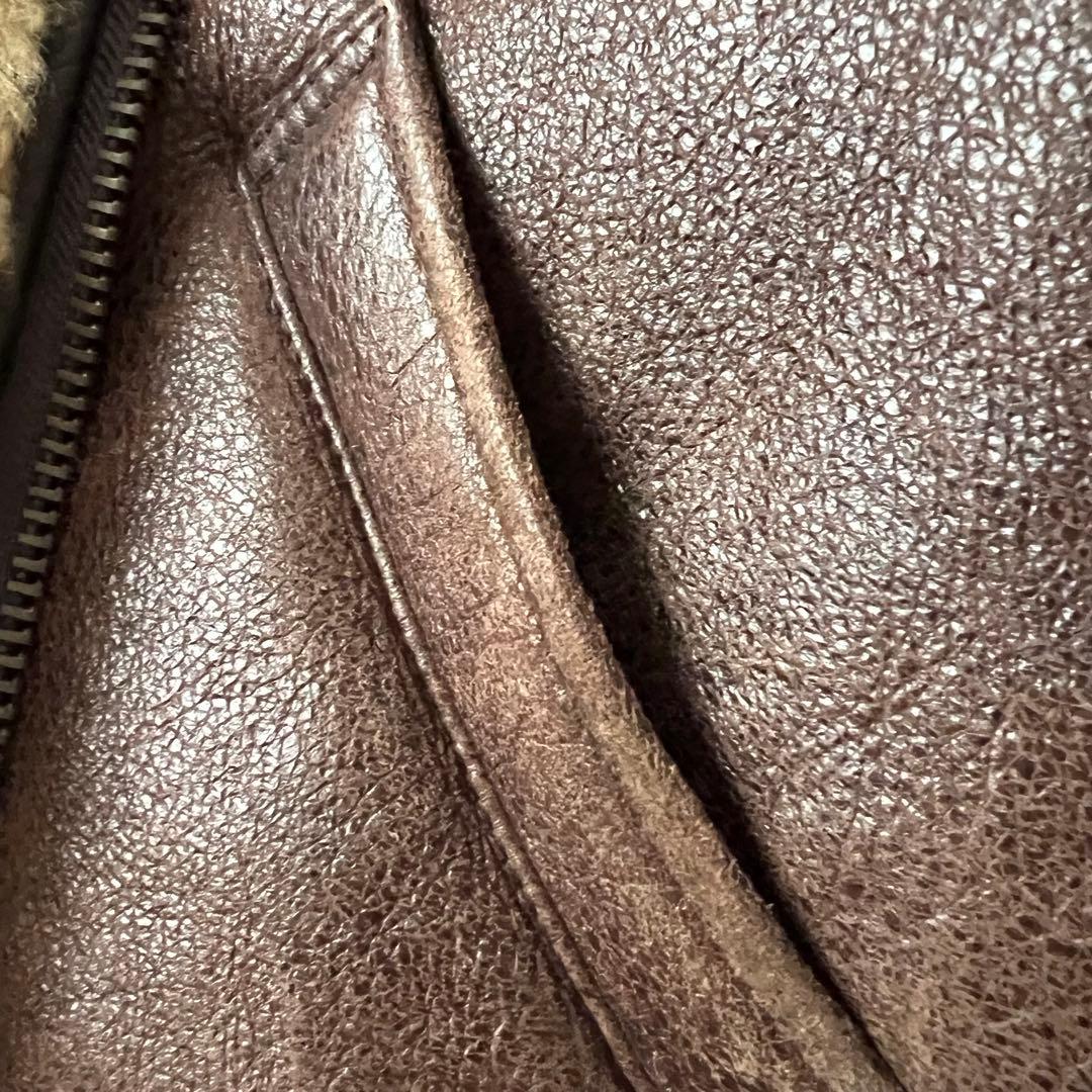 Bー3ラムレザー 本革フライトボアムートンジャケットブラウン90'00'