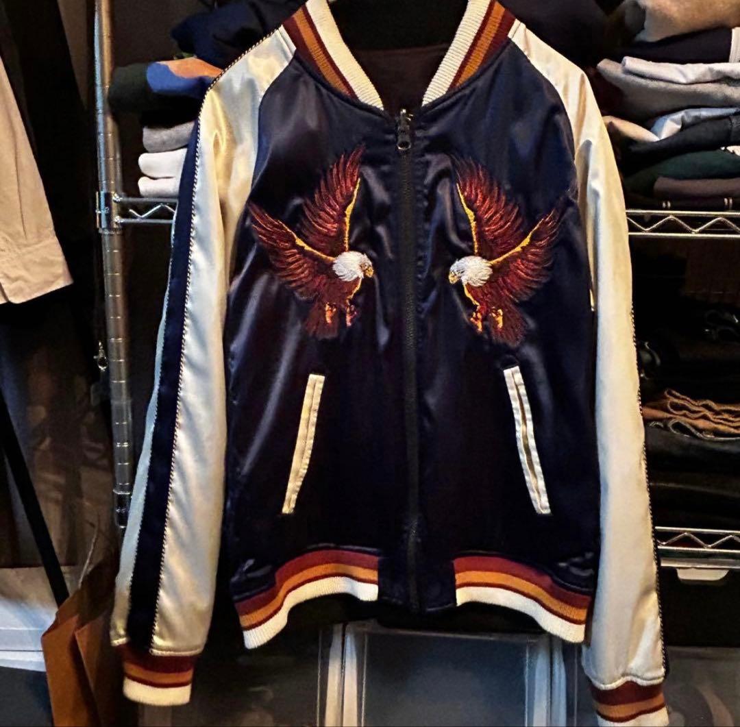 ジャックローズ　スカジャン　リバーシブル　メンズLサイズ　ブルー✖️ホワイト