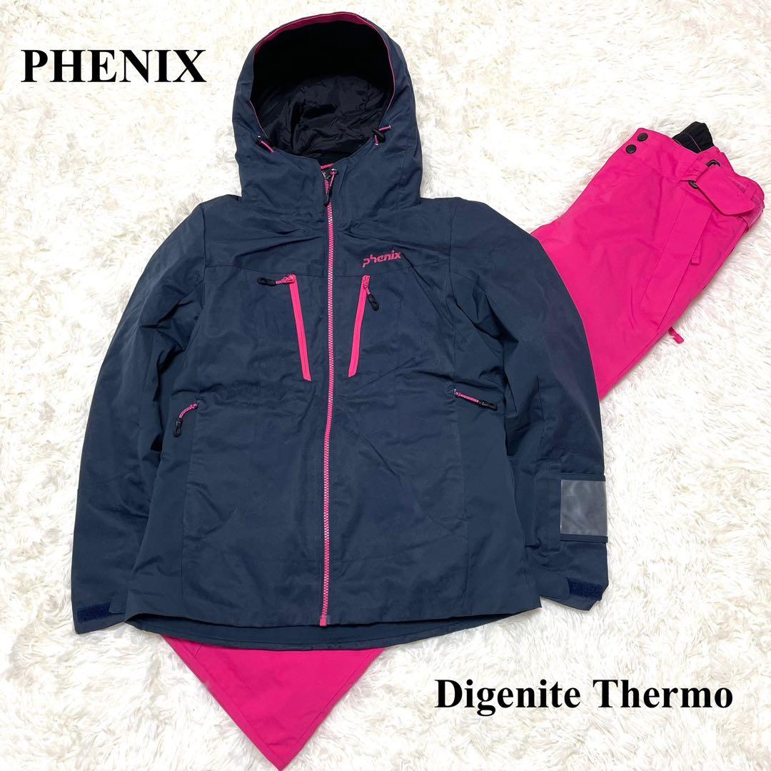 PHENIXレディースL スキーウェア上下 エンボス柄 帯電防止 発熱 蓄熱素材