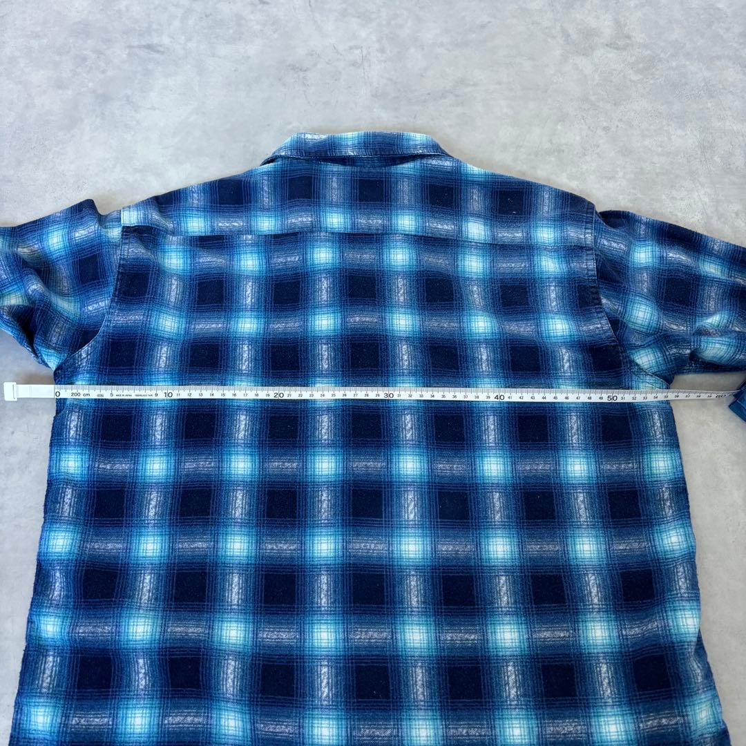 【60s】searsシアーズ プリントネルシャツ ブルー M vintage